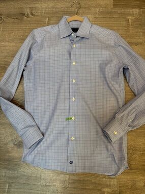 David Donohue Men’s Trim Fit Plaid Shirt Size 15 1/2